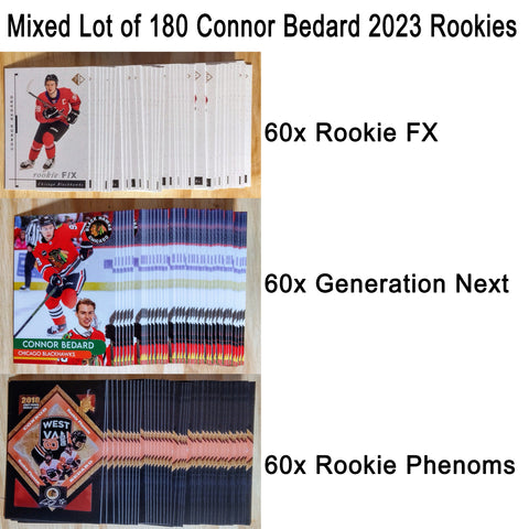 Mixed Lot of 180 Connor Bedard 2023 Rookies Cards Rookie Card RC Blackhawks NHL